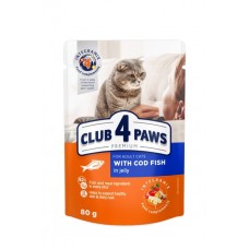 Club 4 Paws Premium вологий корм для котів з тріскою в желе 80 г