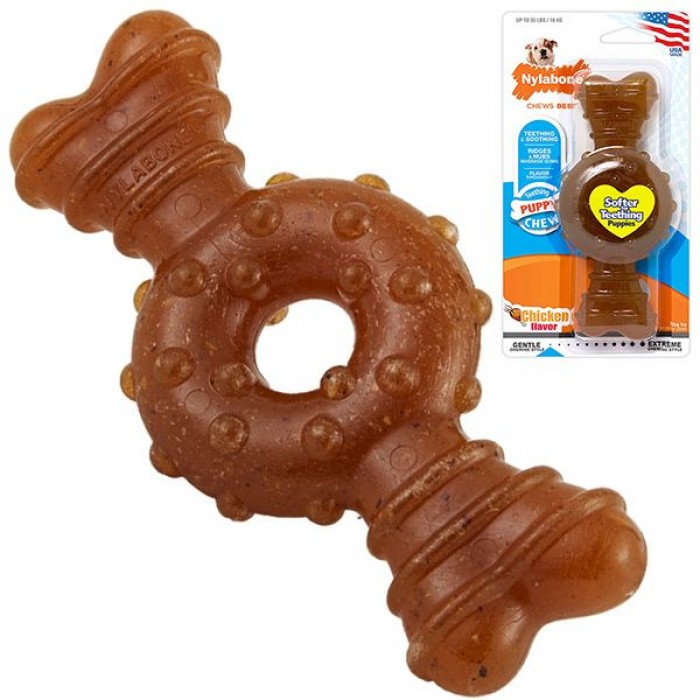 Nylabone Puppy Chew Ring Bone іграшка для цуценят середніх порід з ароматом курки 14,6см