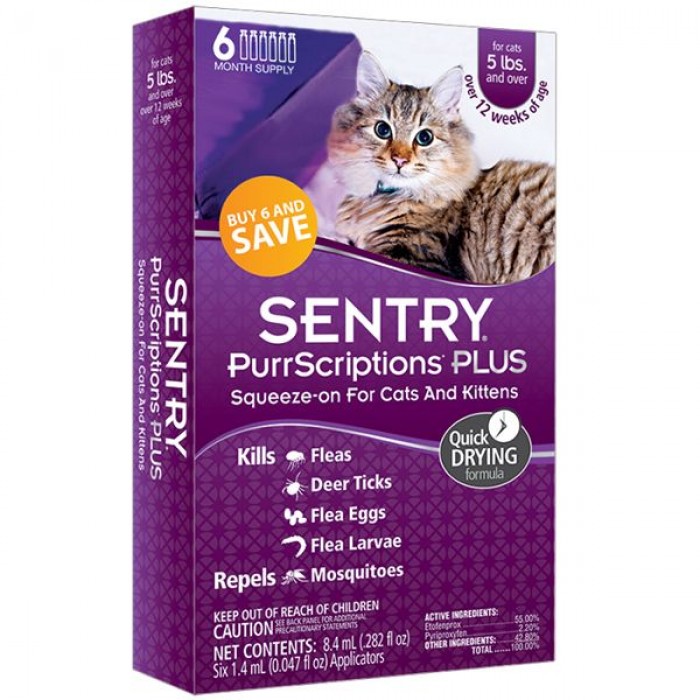 Sentry PurrScriptions Plus краплі від бліх, кліщів і комарів для котів (1,4 мл)