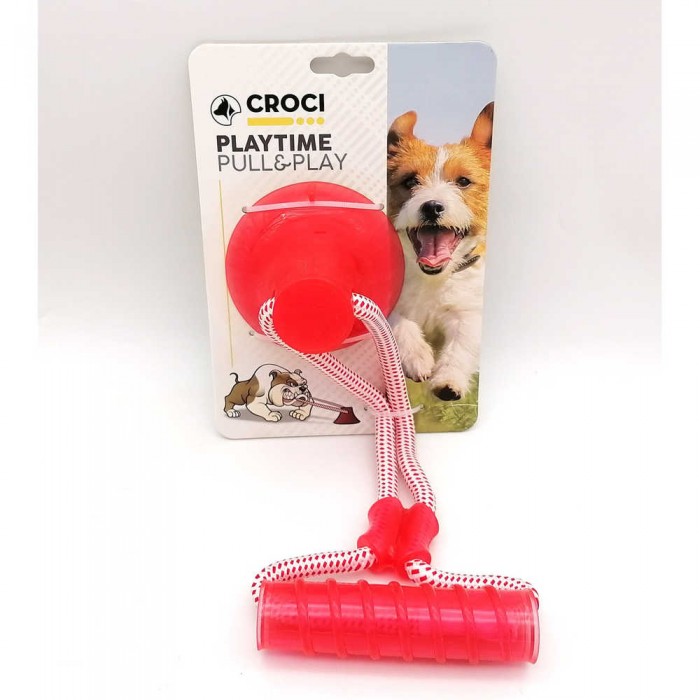 Croci іграшка для собак "Циліндр на мотузці з присоскою" (червоний) 36х13 см