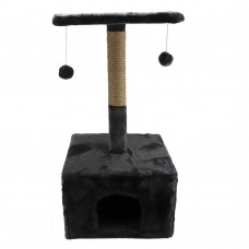 Пухнастики кігтеточка для котів будинок з полицею (джут) графіт 38×35×50 см