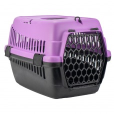 AGILITY Plast пластикова переноска для котів і собак до 12 кг (чорно-лавандова) 35х49х32,5 см