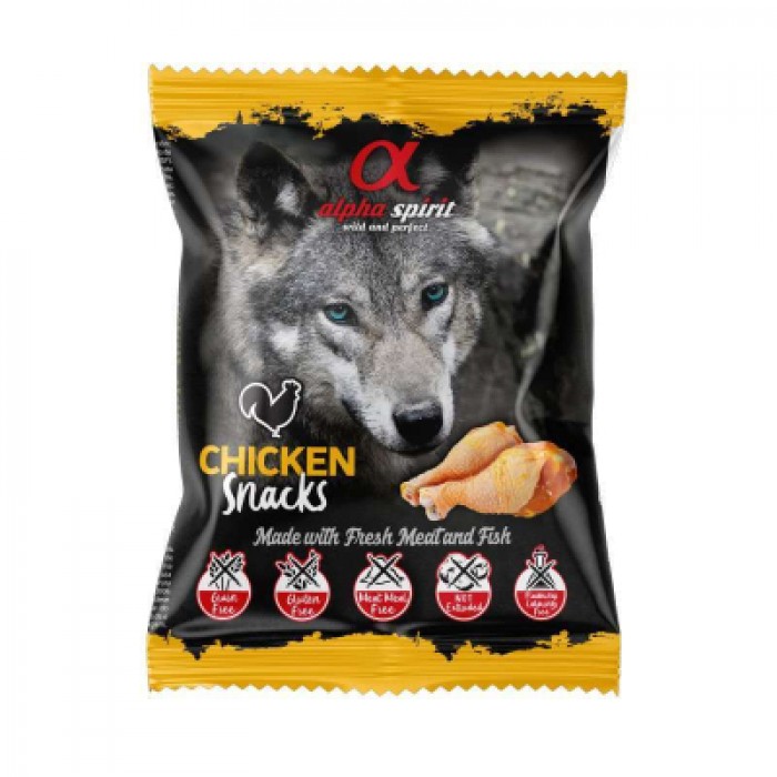 Alpha Spirit Dog Snacks Chicken напіввологі ласощі з курки 50г (кубики)