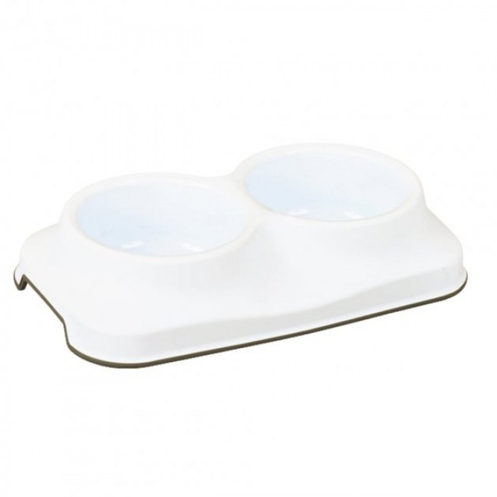 Irak Plast подвійна миска для собак та котів (біла) 2х400 мл