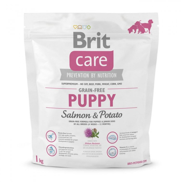 Brit Care GF Puppy Salmon and Potato сухий корм для цуценят всіх порід з лососем та картоплею 1кг