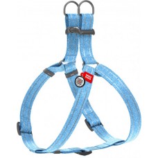 Collar WAUDOG Re-cotton світловідбиваюча шлея з QR паспортом для собак (блакитна) M