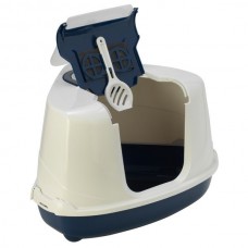 Moderna закритий кутовий туалет для котів (чорничний/білий) 56х45х39 см