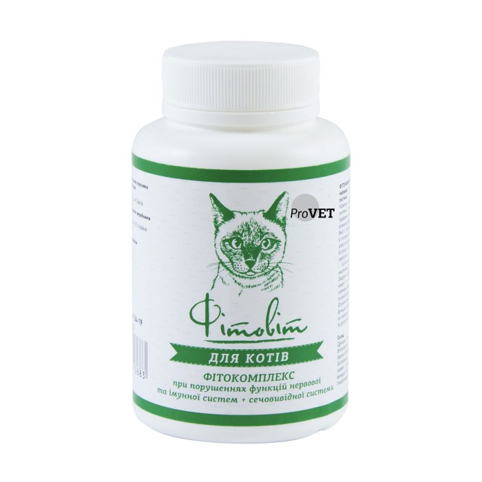 ProVET Фітовіт фітокомплекс для підтримки нервової, імунної та сечовивідної систем котів 100 табл.