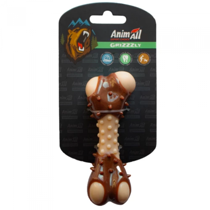 AnimAll GrizZzly іграшка для собак "Кістка з ароматом м'яса" (бежево-коричнева) 11,7 см
