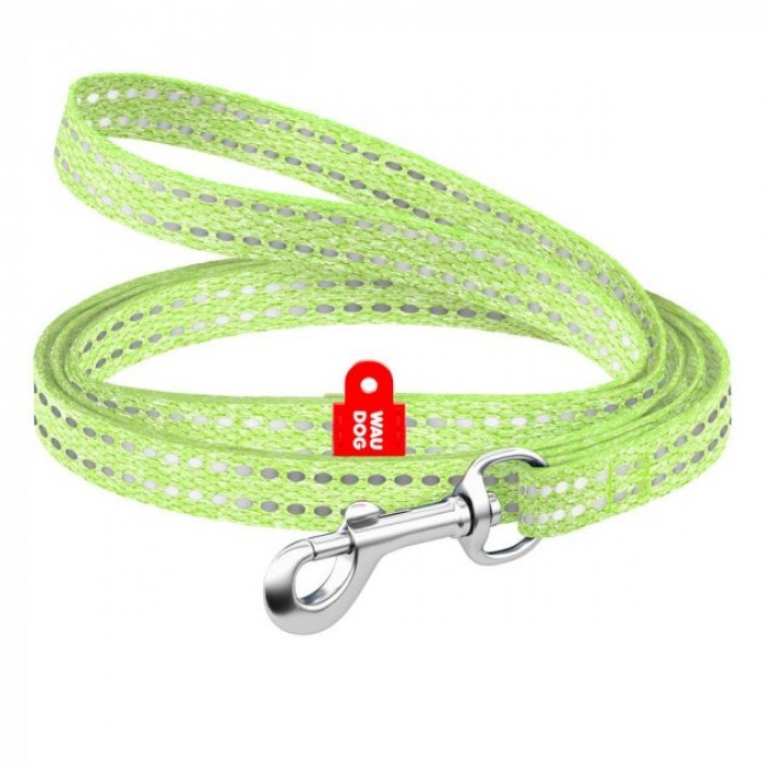 Collar WAUDOG Re-cotton світловідбиваючий повідець для собак та котів (салатовий) XS