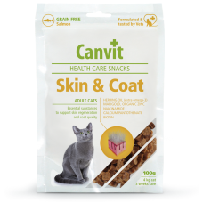 Canvit Skin and Coat напіввологі ласощі з лососем для шкіри і шерсті котів 100 г