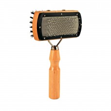 Trixie пуходерка двостороння для догляду за шерстю та підшерстком котів і собак різних порід з дерев’яною ручкою 10х18см