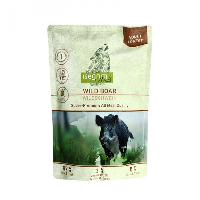 ISEGRIM Pouch Roots Wild Boar Monoprotein Кабан з пастернаком, лляною олією та лісними травами 410г