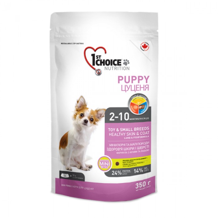 1st Choice Puppy Toy & Small Lamb & Fish сухий корм для собак малих та міні порід з ягням і рибою 350 г