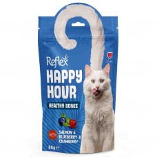 Reflex Happy Hour ласощі для котів з лососем, чорницею та журавлиною, здорові кістки 60г