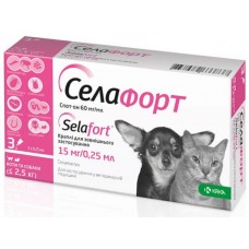 Селафорт KRKA Спот-он краплі краплі від бліх, кліщів і гельмінтів для собак та кішок до 2,5 кг (1 піпетка 0,25мл)