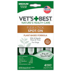 VET'S BEST Flea&Tick Drops Medium краплі від бліх та кліщів для собак від 7 до 18 кг (3,1 мл х 4)