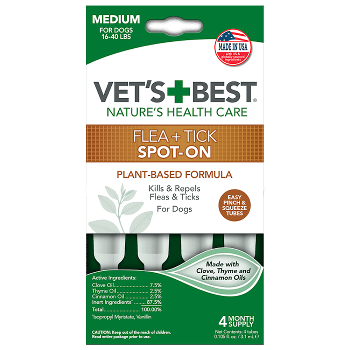 VET'S BEST Flea&Tick Drops Medium краплі від бліх та кліщів для собак від 7 до 18 кг (3,1 мл х 4)
