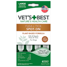 VET'S BEST Flea&Tick Drops Large краплі від бліх та кліщів для собак від 18 кг (4,6 мл х 4)