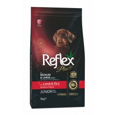 Рефлекс Плюс Повноцінний сухий корм для цуценят середніх та великих порід з ягням та рисом 3кг.