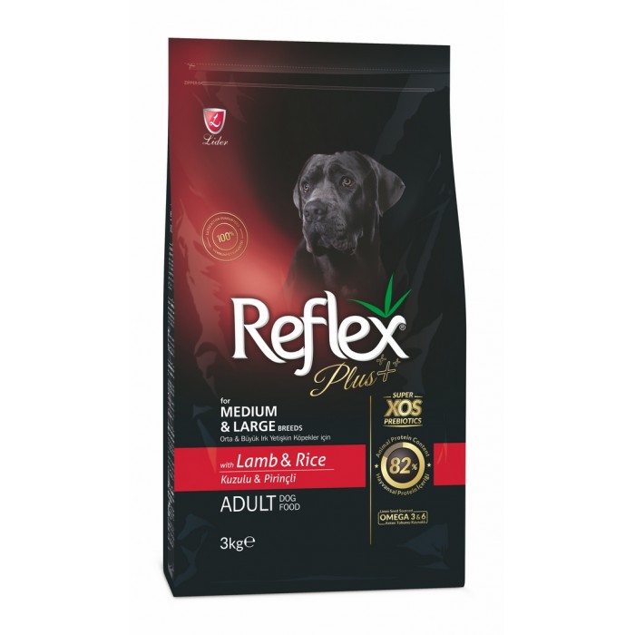 Рефлекс Плюс Повноцінний сухий корм для собак середніх та великих порід з ягням та рисом 3кг.