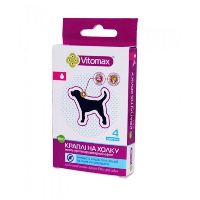 Vitomax (Вітомакс) Еко п/б краплі на холку для собак 4 піпетки